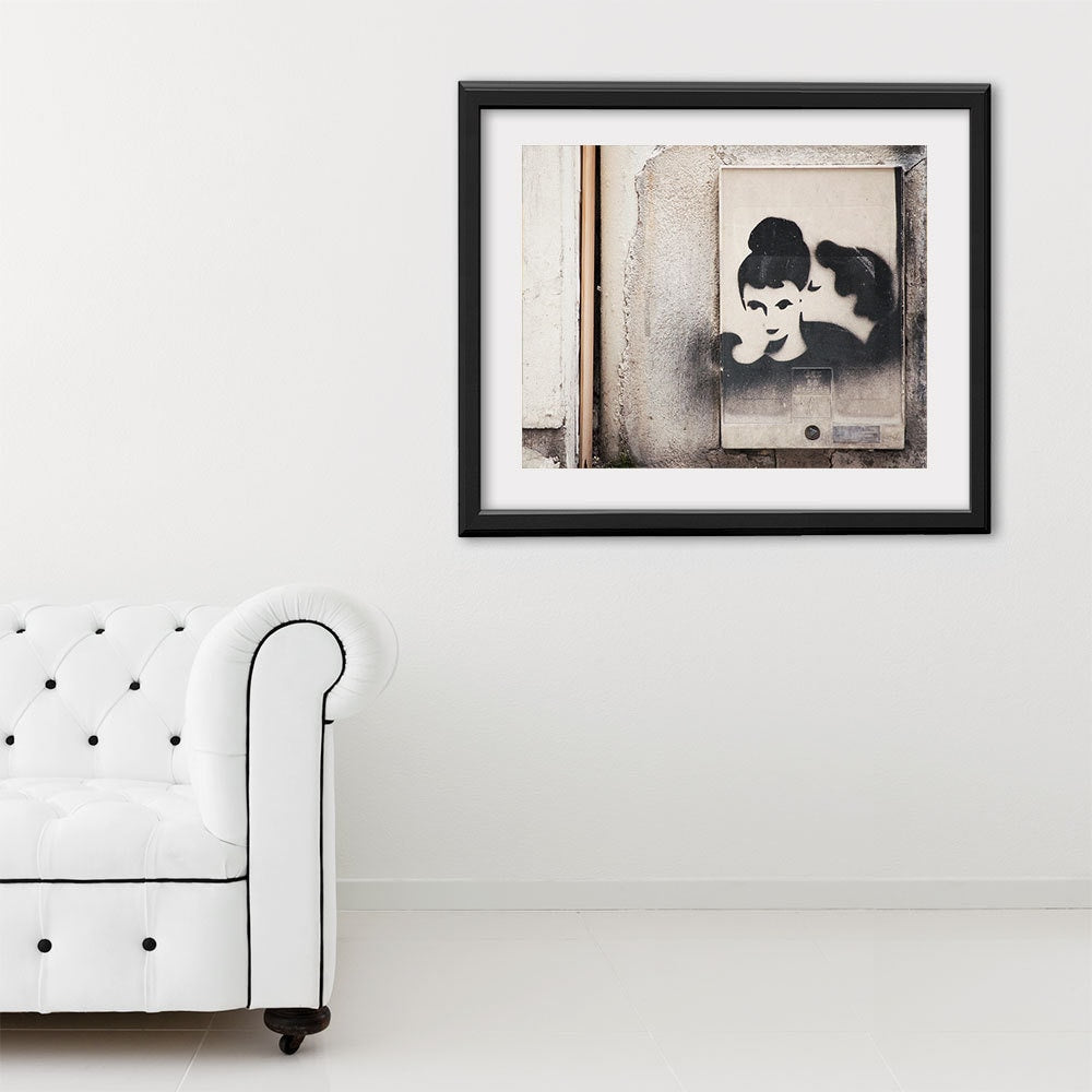 Paris Photography, Graffiti Kiss Large Art Print, Modern Wall Art, Minimalist Paris Print, Gift for Girlfriend, Valentine's Gift for Women